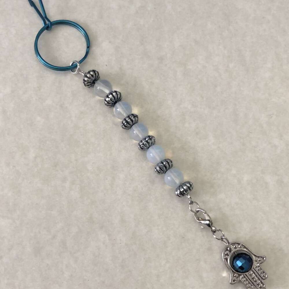NEW Genuine Opalite crystals and Hamsa key chain